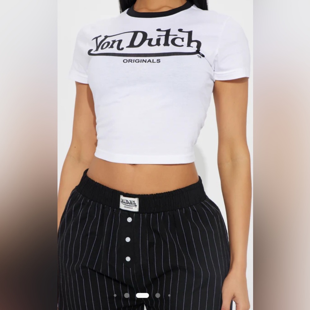 New Without Tags-Von Dutch Short Sleeve PJ Boxer Pant Set - Black/White